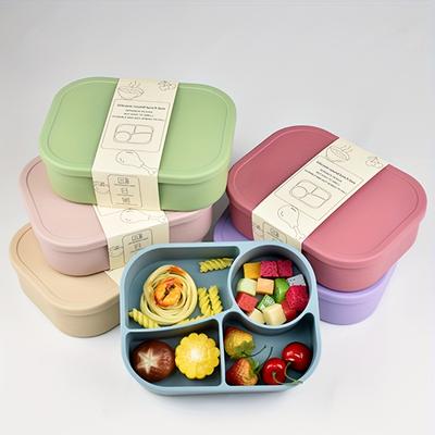 Silicone Bento Lunch Box, Microwave Safe, 4 Compartment Leak Proof Meal Container, Hand Wash, Rectangular,Manual,Ideal for Office Workers And Students
