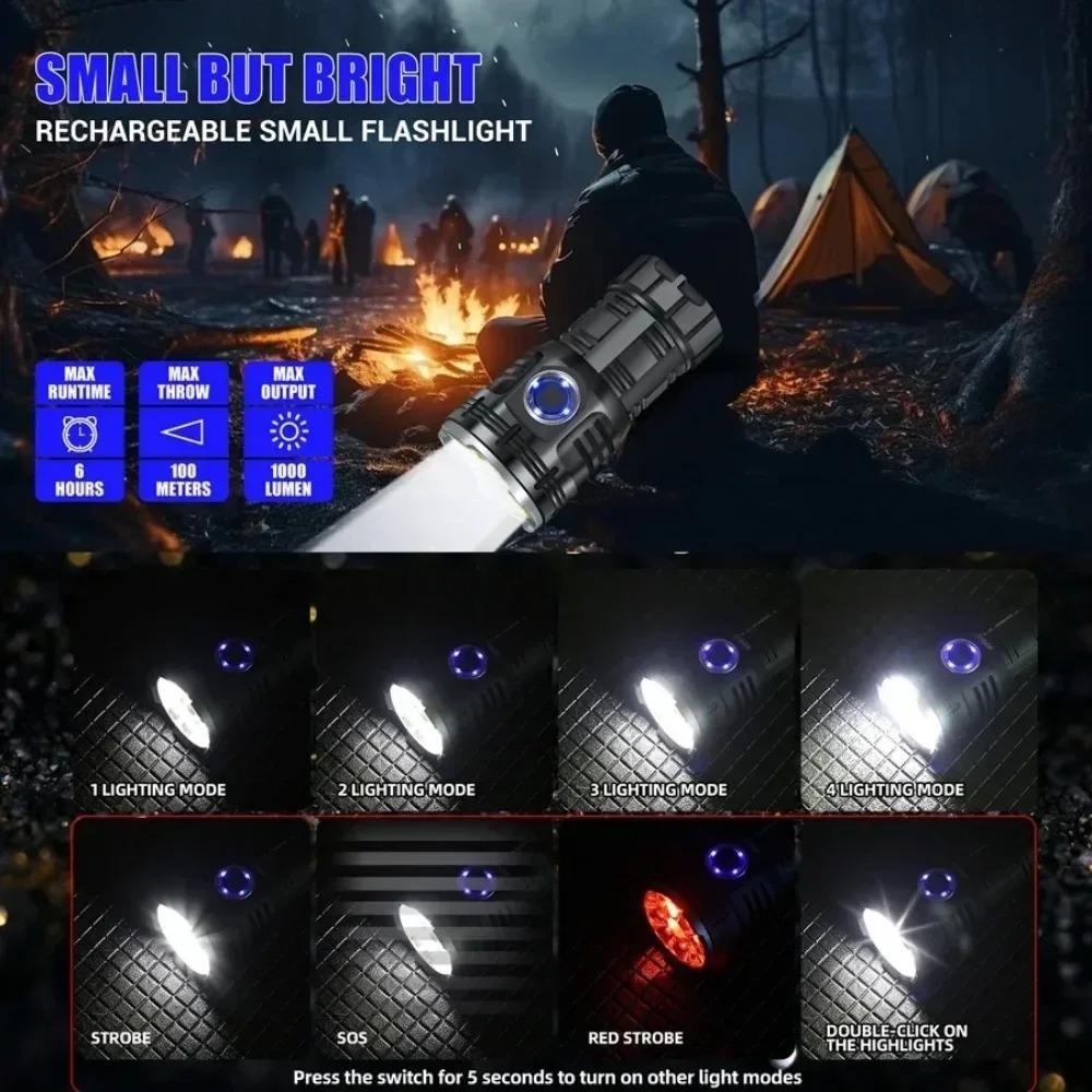 3000LM 6 LED Flashlight 4 Modes USB Rechargeable Torch Super Bright Outdoor Camping Light with Magnetic Emergency Work Lamp