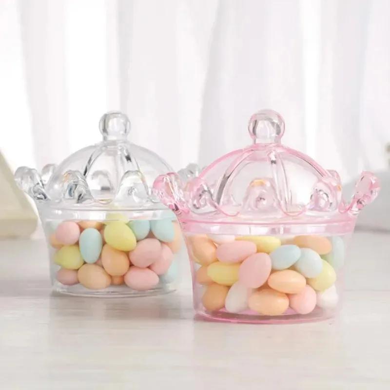 12pcs/lot Transparent Plastic Candy Boxes Crown Shape Church Shape Large Capacity Party Supplies Festival Supplies