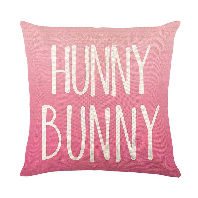 Pink Rabbit Egg Print Pillow Cover Polyester Home Living Room Decoration Sofa Cushion Cover Bedroom Bedside Pillow
