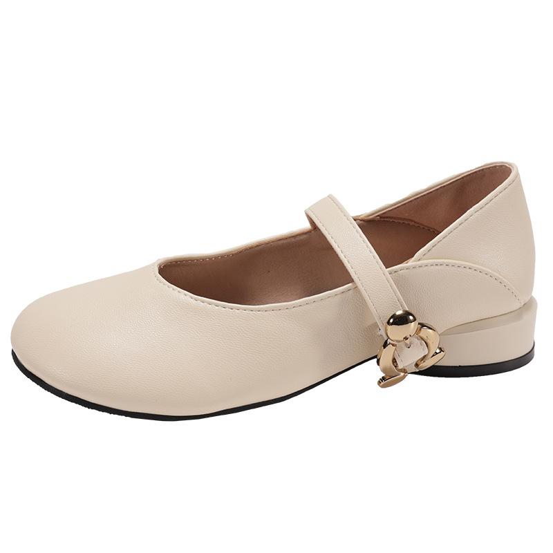 Fashion temperament retro round head versatile thick heel small leather shoes 2025 new with skirt shallow mouth Mary Jane single shoes