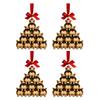 1/2/3/4Pcs Christmas Acrylic Bulldog Hanging Decoration Car Rearview Mirror Xmas Tree 2D Flat Santa Hat Dog Hanging Ornament Holiday Party Pendant