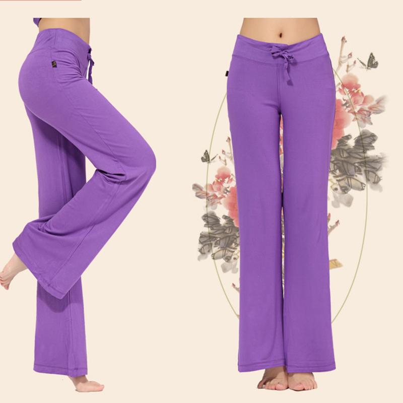 Women Solid Color High Waist Drawstring Wide Leg Long Pants Yoga Dance Trousers Wide Leg For Yoga Running Jogging Gymnastics