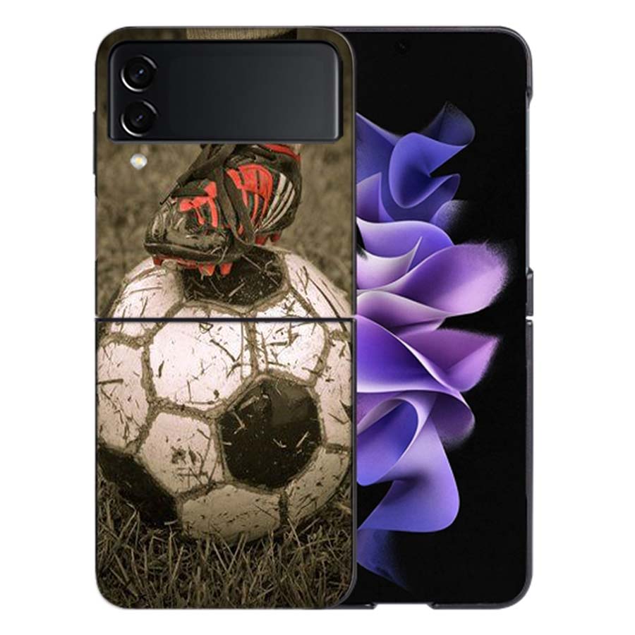 Football Soccer Ball Design For Samsung Galaxy Z Flip 5 4 3 Case Shockproof Hard Cover Phone Z Flip 6 7 5G Z Flip 5 4 5G TPU P