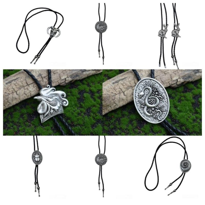 Delicate Bolo Tie for Man Western Cowgirls Metal Necktie Carnivals Costume Jewelery for Adult Teen Western Necklace