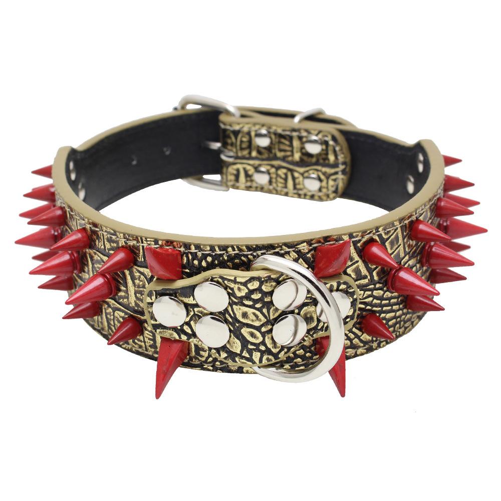 Wolf tooth spike pet collar color rivet dog collar medium to large dogs hand holding rope iron chain