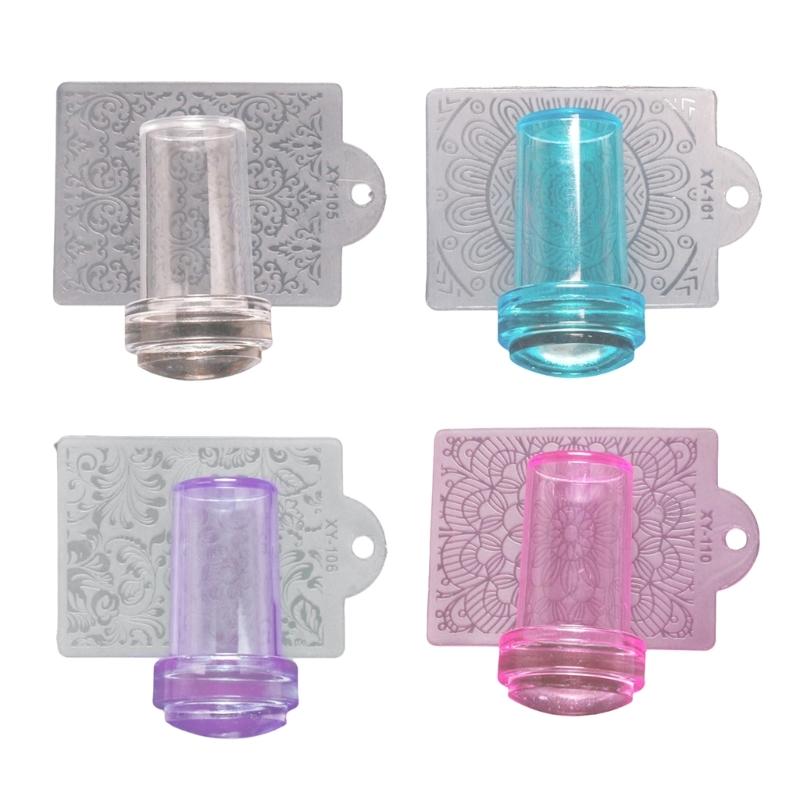 Nail Art Stamper,Clear Silicone Stamping Jelly with Scraper for DIY Nail Decors Transparent Visible Body,No Misplacement