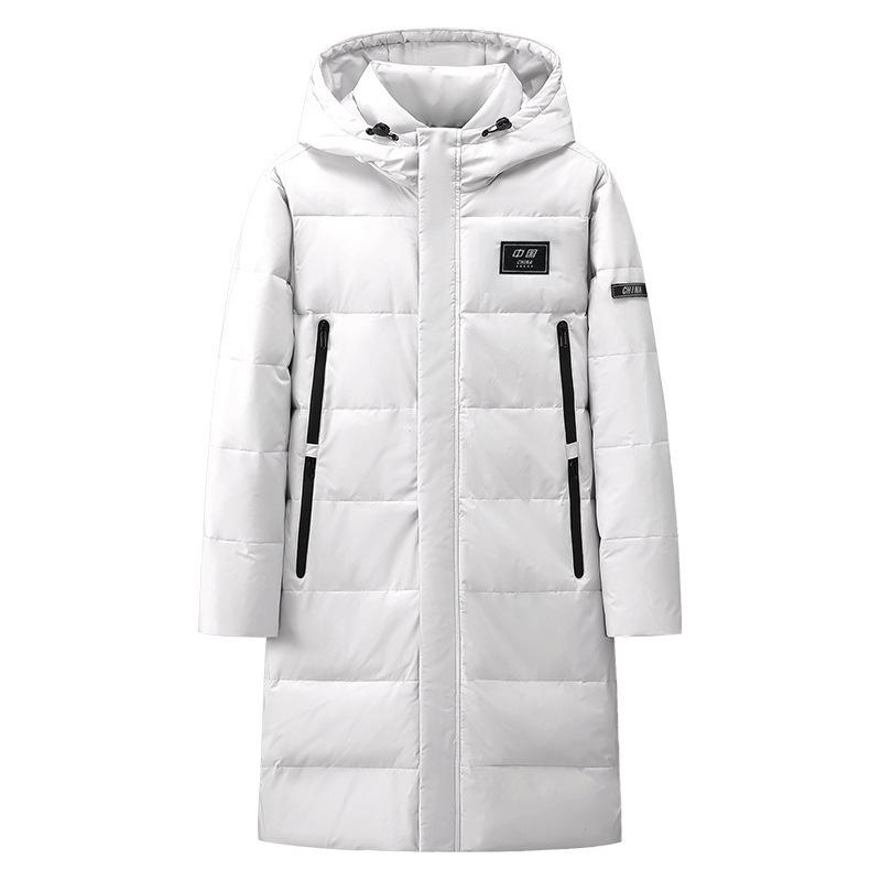 Down Jacket Men's Winter New Windproof Medium and Long Thick Hooded Warm Jacket Men's Couple Top