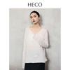 HECO Star Flower Embroidered V-Neck Wool Blend Knit Sweater