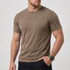 T-shirt da uomo girocollo a maniche corte, vestibilità slim, tinta unita, melange, casual, basic, per tutti i giorni