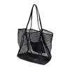 Mesh Beach Bag Single Shoulder Handbag for Women Toiletries and Swimming Clothes Storage Bag 17.3x15.7x5 Inch Khaki