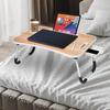 Klappbarer Laptop-Tisch aus Holzwerkstoff mit Getränkehalter, Tabletfach und Mini-Schublade (60L x 40B x 26H cm, Braun)