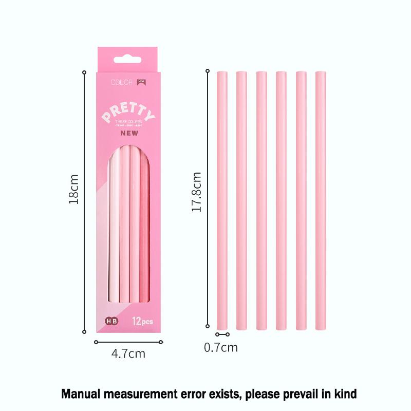 12-Piece Set of Gradient-Colored Pencils In a Box: Natural Wood Finish, Eco-Friendly, Pastel “Macaron” Colors
