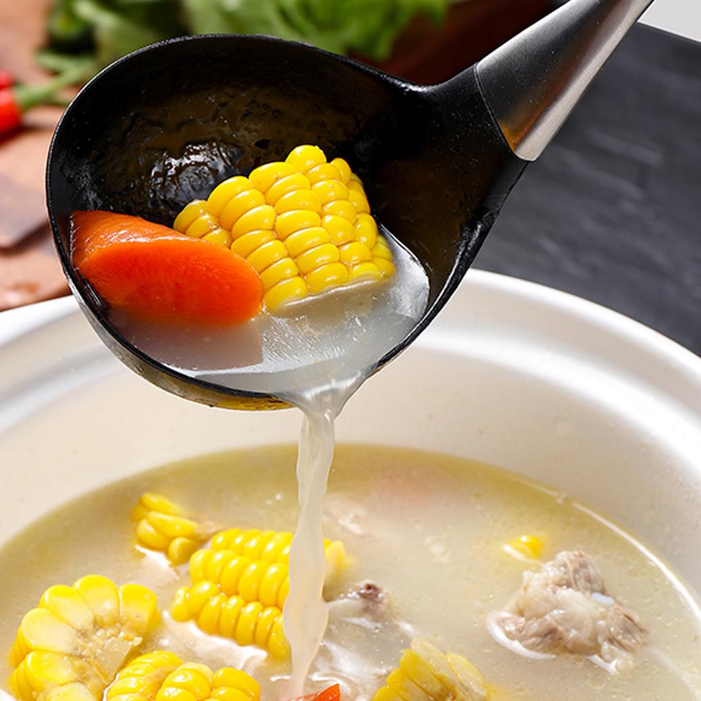 Soup Ladle Silicone Stainless Handle Cooking Spoon Resistant Kitchen Utensil