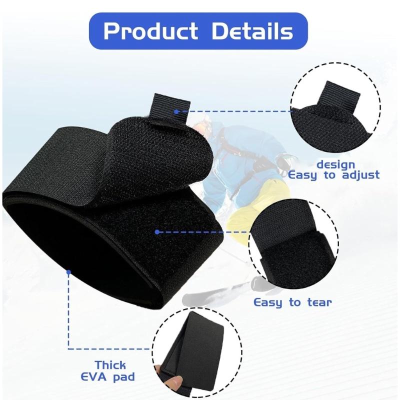 6Pcs Ski Fastening Strap Adjustable Ski Wrap Ties Ski Band Tape Storage Ties with Protective Pad Easy to Use
