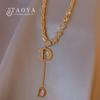 Korean Classic D Letter Pendant Gold Color Plated Necklace Fashion Sweater Chain Womens Luxury Accessories Girls Unusual Jewelry