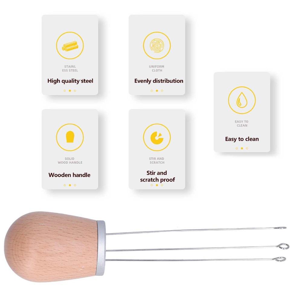 Wooden Handle Needle Coffee Stirrer 304 Stainless Steel Needles Coffee Leveler Tool For Home