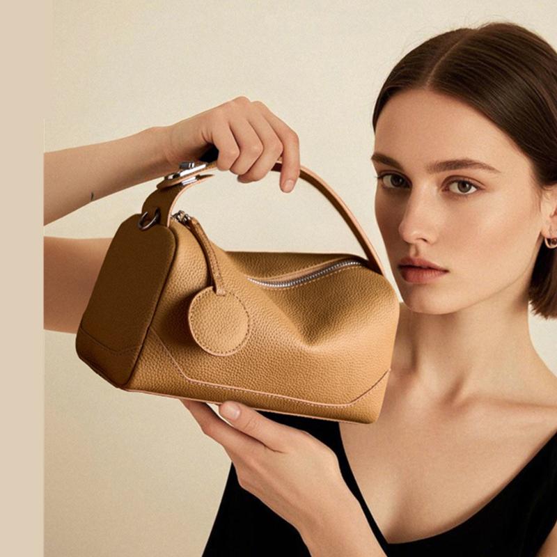 HIFASHION Genuine Leather Small Boston Women Shoulder Bags Soft Pillow Satchel Crossbody Purses Daily Work Tote Ladies Handbags