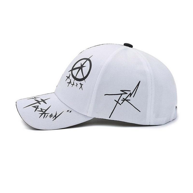 Korean-Style Baseball Cap With Patchwork Print Trendy Street Style Sunshade Black White Color-Blocking Duckbill Cap