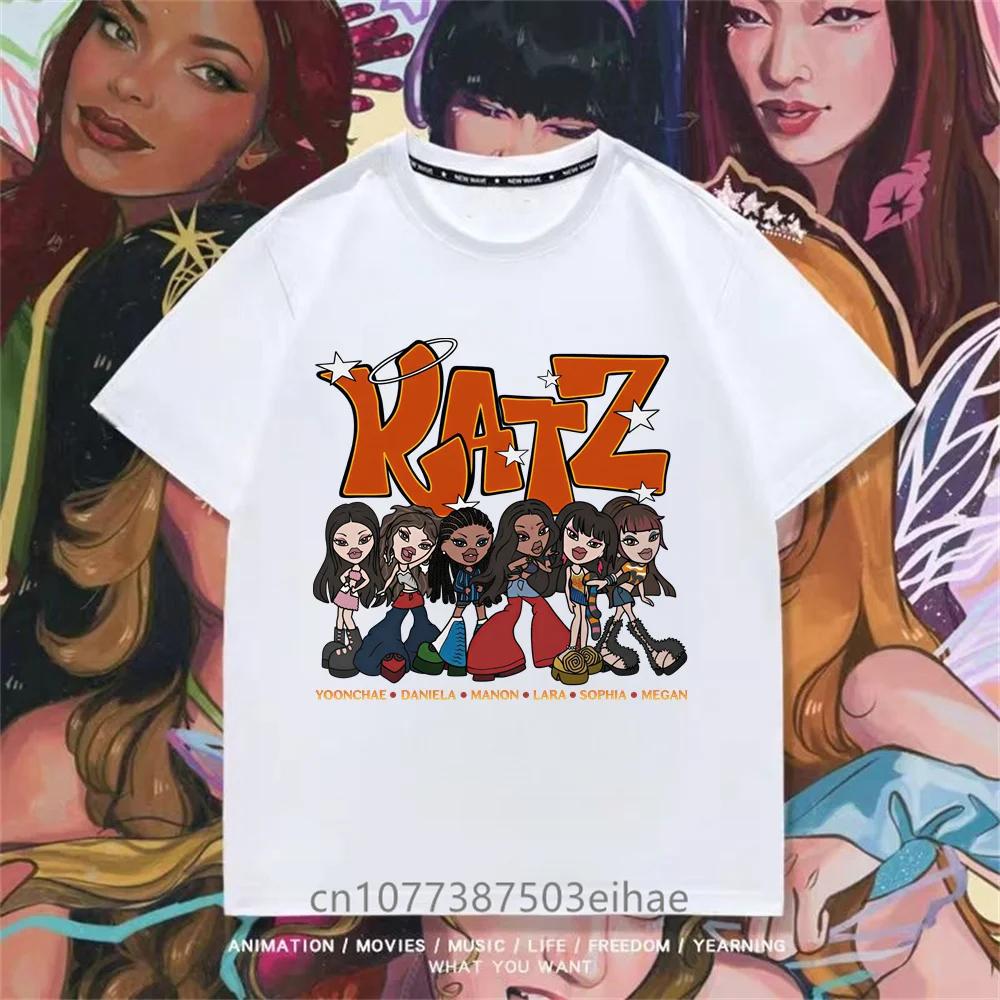 Comfort Breathable KATSEYE Girls Graphic Tee Korean Pop Team Lettering Member Photo Summer Daily Home Outdoor Casual Wear Top