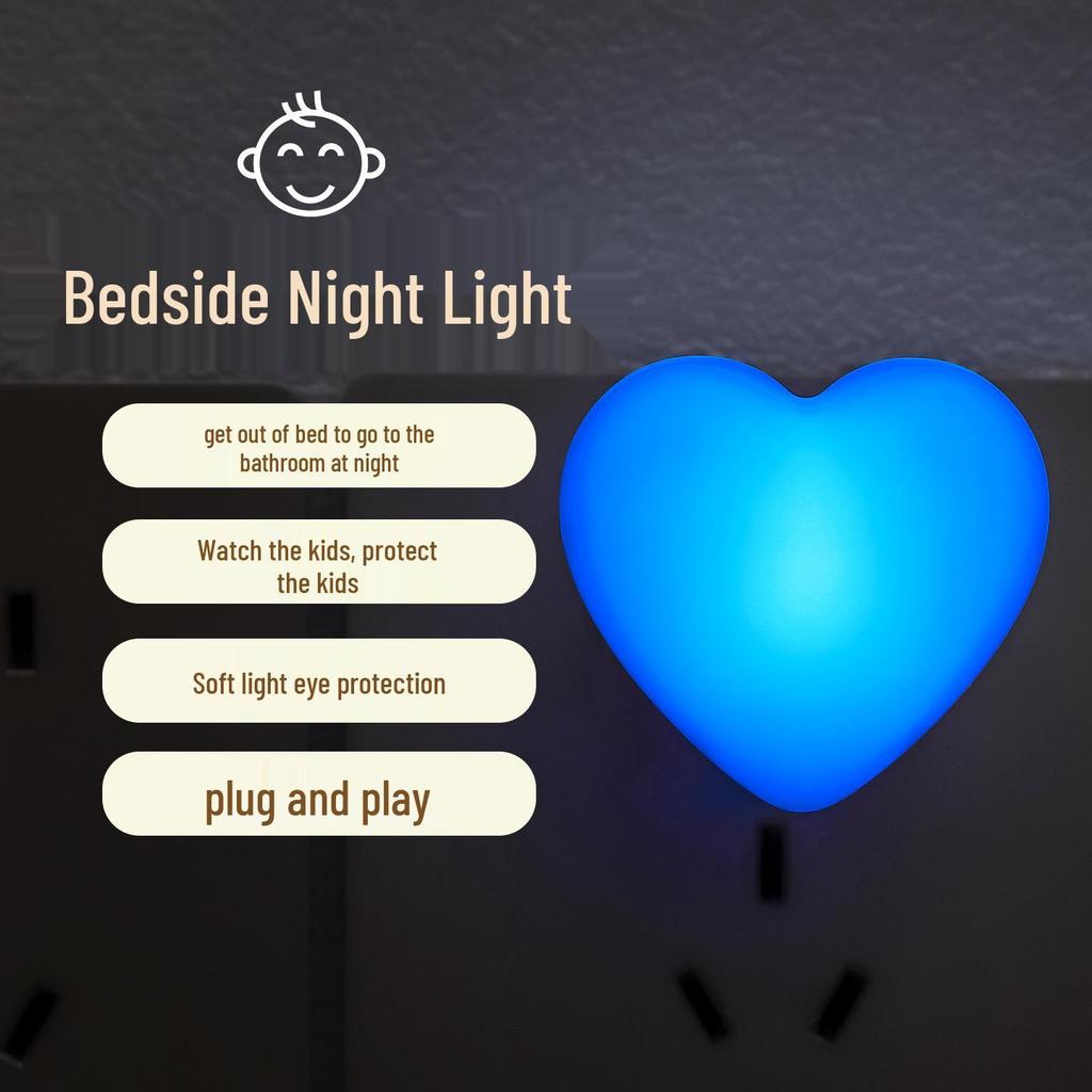 Heart-Shaped LED USB Night Light with Power Bank - White, Warm, Blue, Pink for Bedroom or Dorm Table 