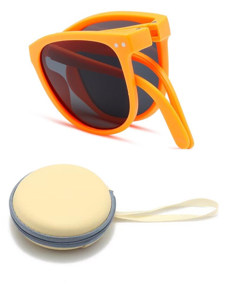 Korean Children Round Foldable Sunglasses Fashion Sun Glasses Cute Boys Girls Colorful Shades with Case