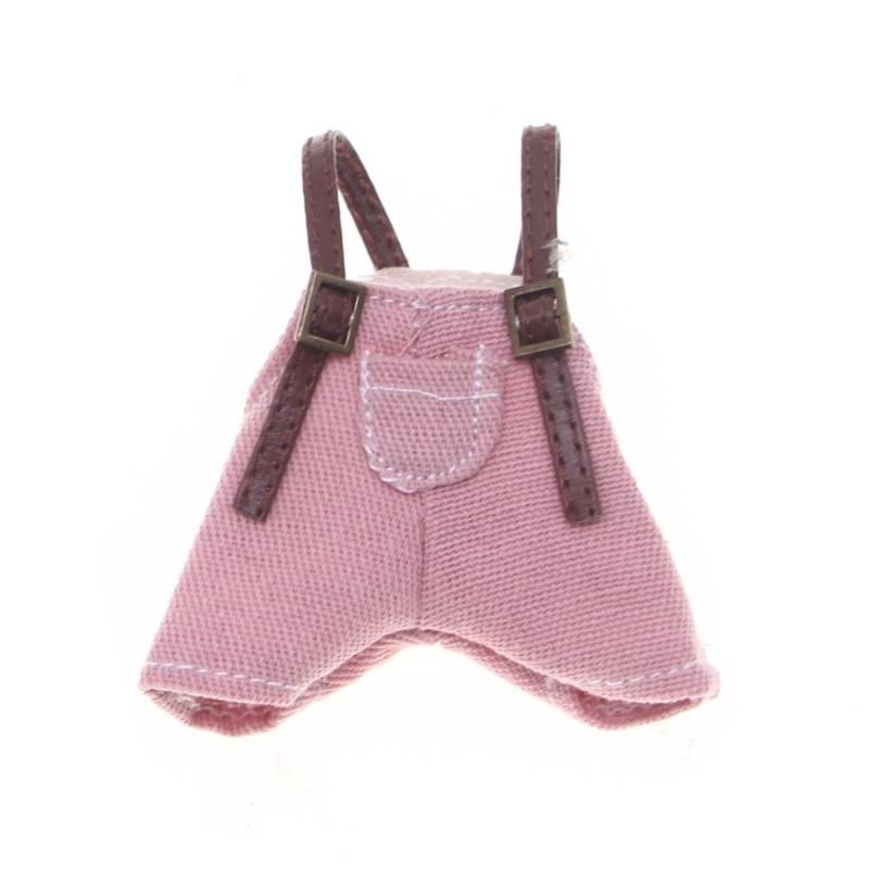 Trendy Doll Overalls With Detachable Straps Soft Cotton Outfit Easy Dress Up Toy Accessory