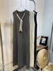 Women's Sleeveless Knitted Long Dress with Scarf Tie - Autumn Winter Style