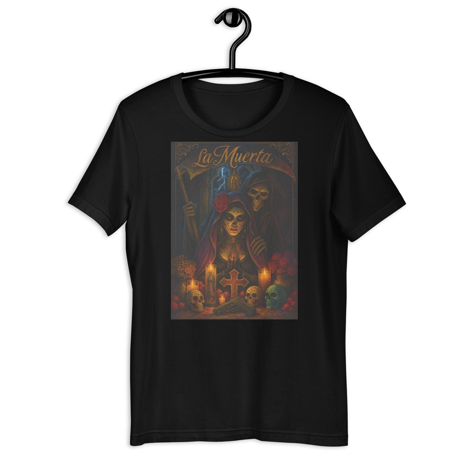 La Muerte Santa Muerte T-Shirt Gothic Chicano Mexican Skull Art Tee S