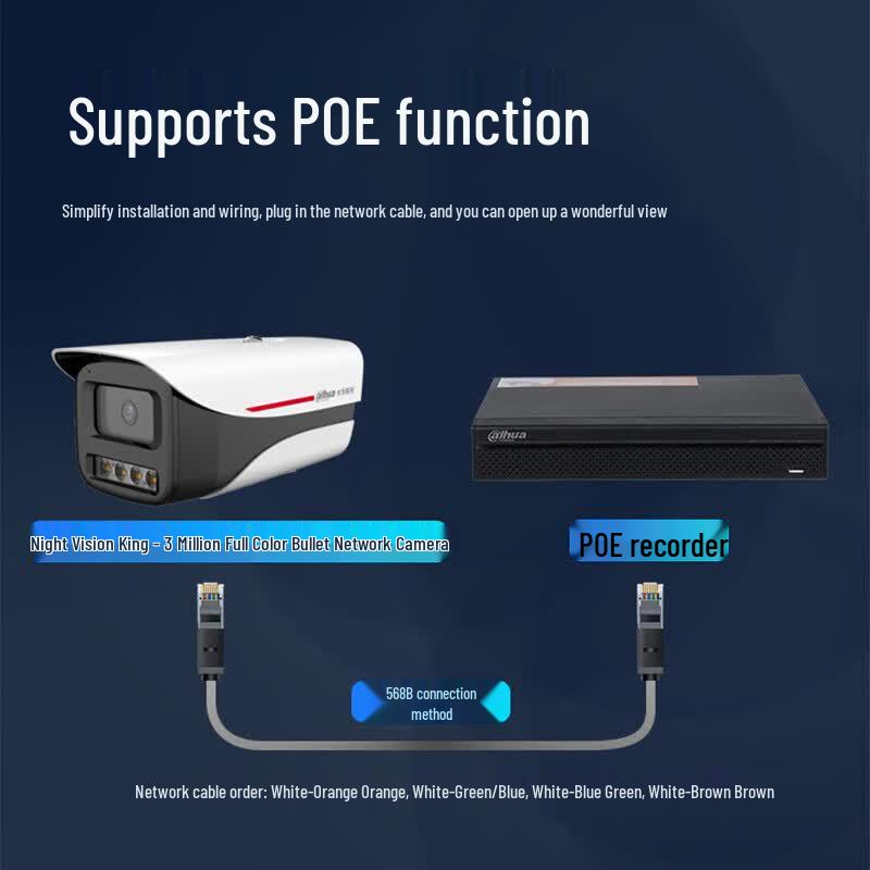 Dahua 3MP PoE Outdoor Full-Color Night Vision Surveillance System Kit CN plug (adapter included)