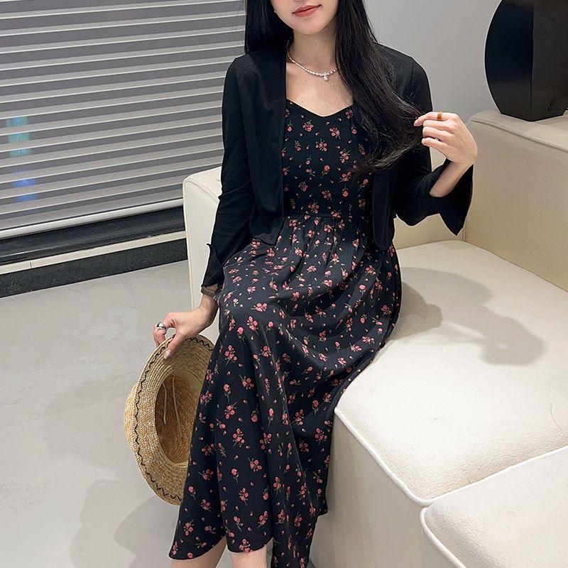 Элегантный комплект: топ-камзол и французский кардиган большого размера для миниатюрных женщин - Новый стиль 2026 S (75-90kg)