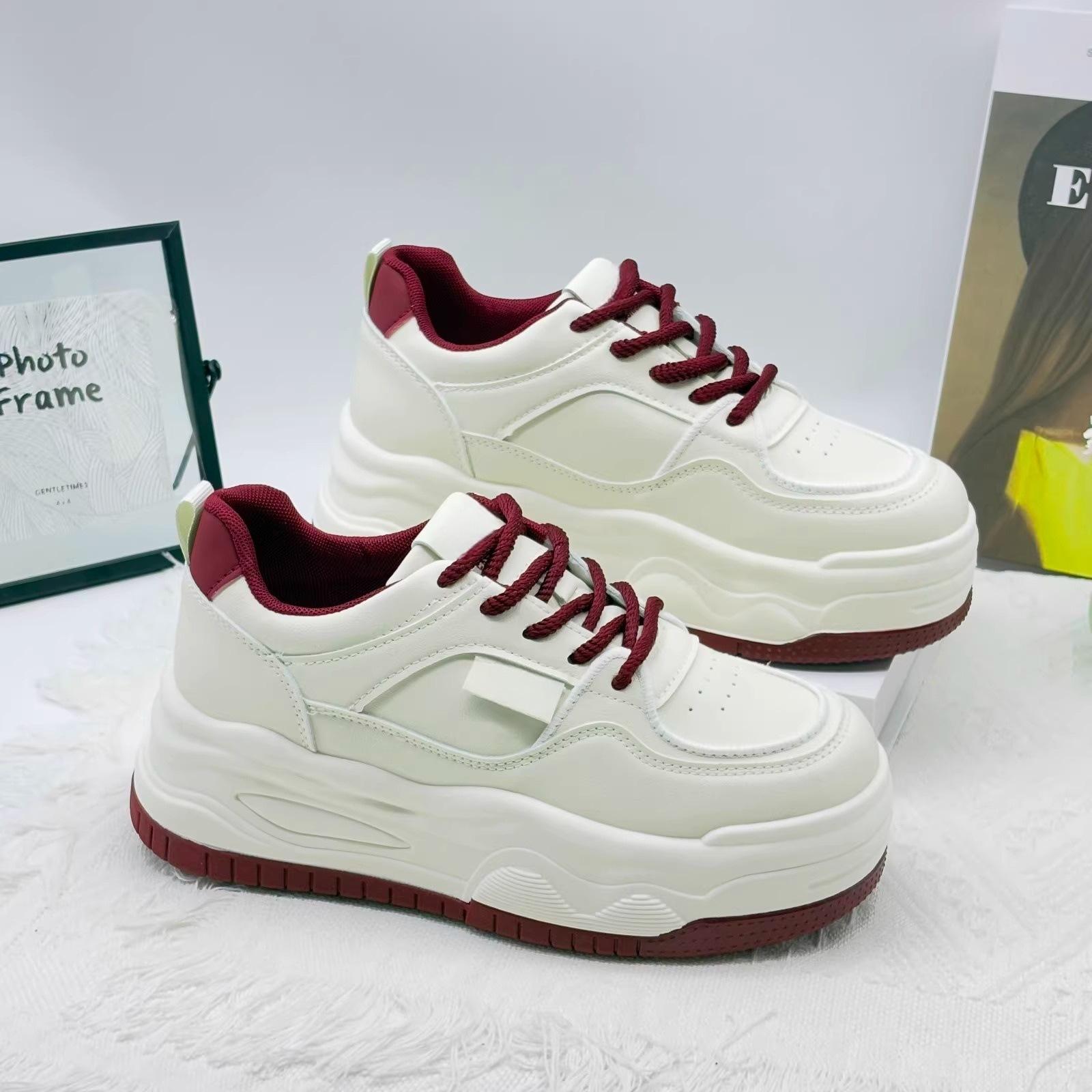 

2025 new summer platform casual muffin little white shoes ins trendy skirt high value enhancing sports board shoes 40 бордовый