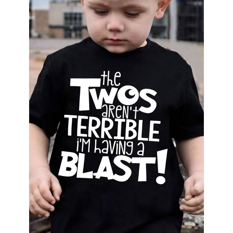 

Европейский размер, летняя футболка с коротким рукавом для мальчиков, с надписью Двое - это неплохо, мне весело 98cm чёрный