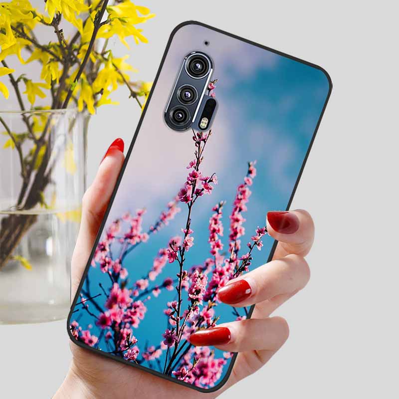 For Moto Edge Plus 2020 Case 6.7'' Flowers Soft TPU Beautiful Phone Cases for Motorola Edge+ 2020 Protect Silicon Bumper Cover