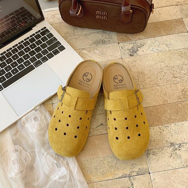 

Баотоу полушлепанцы женские дырчатые туфли новые ленивые крутые шлепанцы толстая подошва летняя обувь на педали 40 жёлтый