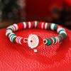 European and American Christmas soft pottery bracelet, new Christmas alloy accessories red, green and white soft pottery elastic rope bracelet