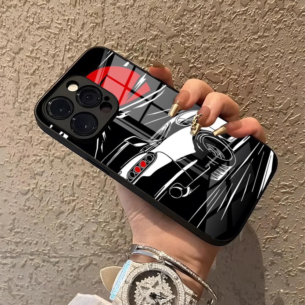 JDM Sports Cars Male Men Phone Case For IPhone 15 Pro Max 14 Pro 12 16 11 13 Mini X XR XS 8 7 Plus SE Tempered Glass Back Cover