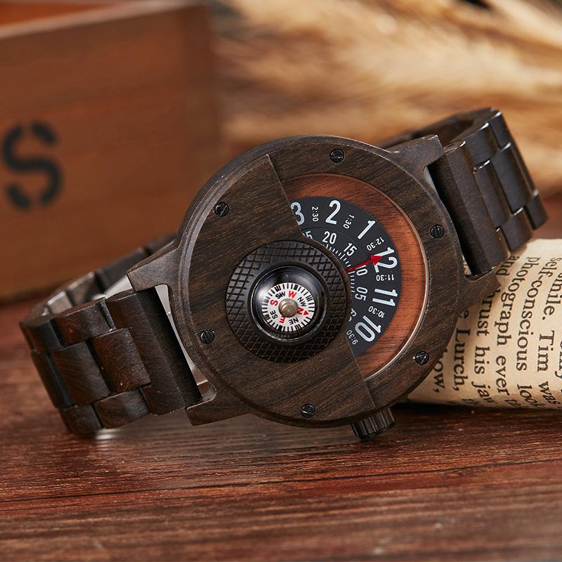 Bussola Multifunzione Orologio in Legno Orologio Sportivo da Esterno da Uomo/Donna Orologio per Studenti