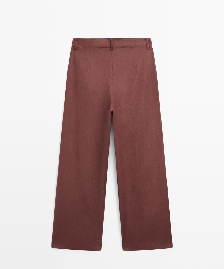 Masimodutti Linen Pleated Wide Fit Pants