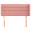 Tête de lit - Avec oreilles - Velours rose - Pieds en bois robustes - Hauteur réglable