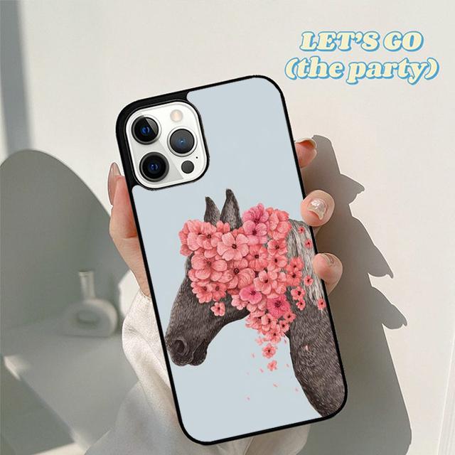 Autumu Horse Watercolor Flowers Phone Case Cover for iPhone 17 Air 16 16e 15 12 11 13 14 Pro Max Apple Plus Coque
