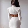 2025 European & American Double-Breasted Long Sleeve Open Back Autumn Suit Skirt
