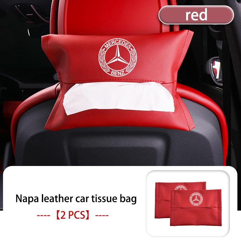 For Benz Car Armrest Box Seat Back Hanging Tissue Bag Cover Tissue Storage Accessories AMG W213 W124 W108 W126 Exclusive W204