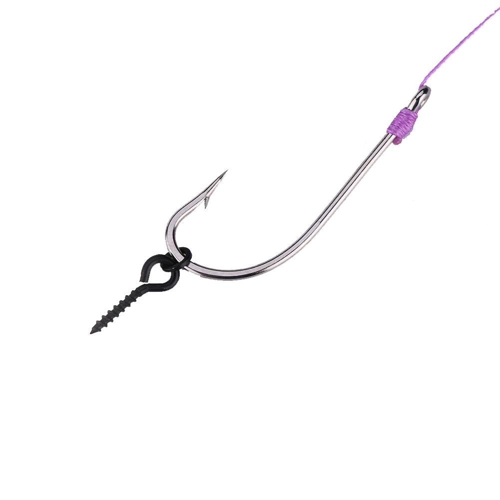 Steel Fishing Bait Screw with Link Buckle, Terminal Hardware Accessories for -Shaped Lures, Fishing Line Connection 10 Pieces