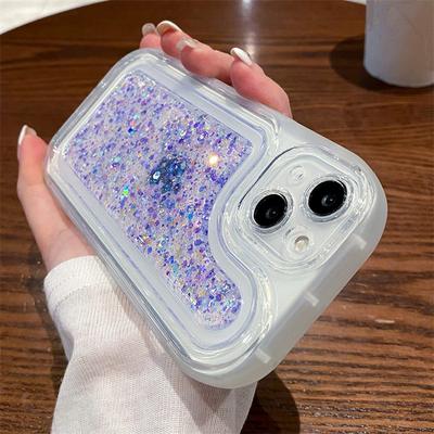 Gradient Glitter Epoxy Sequins Phone Case For Iphone 14 Pro Max 13 11 12 Pro Max 14 Plus Shockproof Silicone Bumper Clear Cover