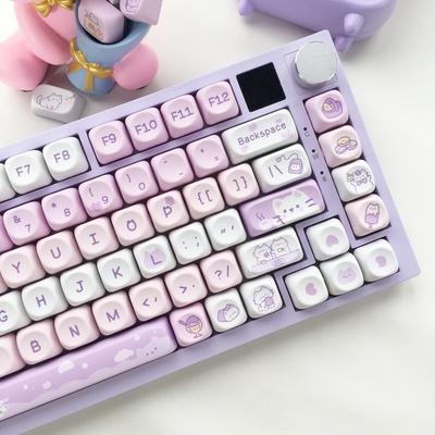 95-klávesový dezert Cat Motiv MOA Outline PBT klávesy, roztomilé a vtipné klávesy pro mechanickou herní klávesnici