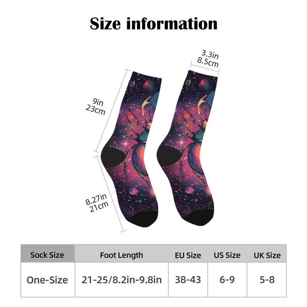 Galaxy Beetle Creative Print Socks Stretch Comfort Socks Unisex Novel Whimsical Design Harajuku Retro Style Crazy Happy Socks