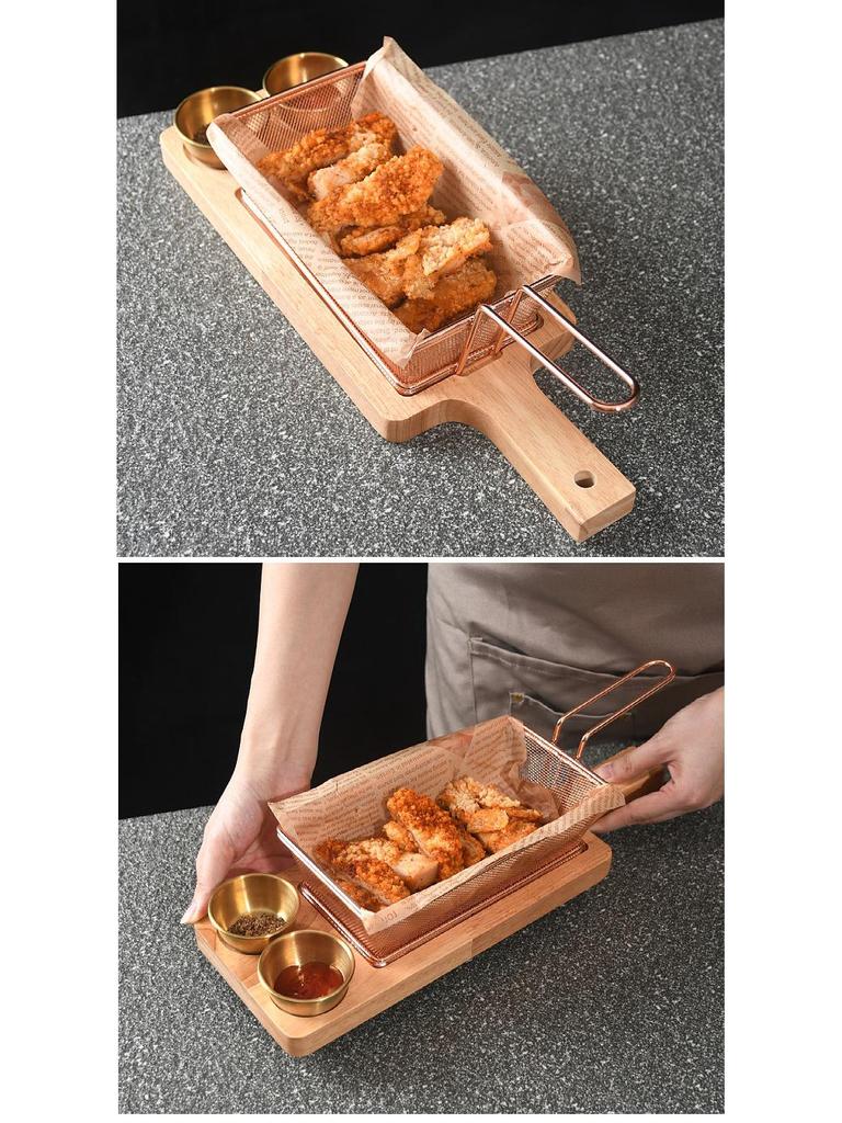 Stainless Steel Blue Fried Snack & Dipping Sauce Dish Set - Artistic Concept for Restaurants and Clubs