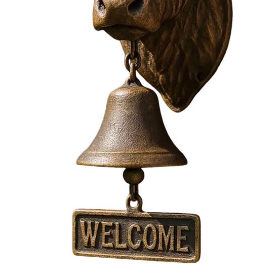Highland Cow Head Doorbell with Welcome Sign Rustic Wall Mounted Resin Cow Hanging Bell Decor for Farmhouse Porch Entryway Kitchen