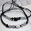 New 2pcs Natural Moonstone Obsidian Rabbit Cat Couple Bracelets for Women Men Charm Cats Bracelets Fashion Jewelry Friends Gifts